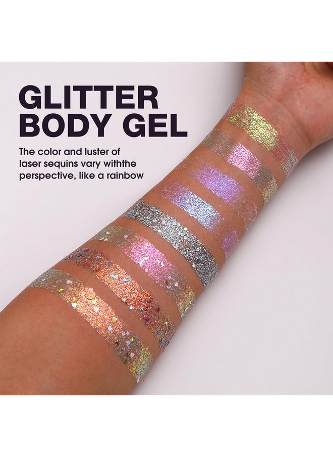 LANGMANNI 8 Colors Face & Body Glitter Palette - Holographic Changing Sparkling Mermaid Sequins for Women Girls Music Festival Party Rave Makeup(#A)