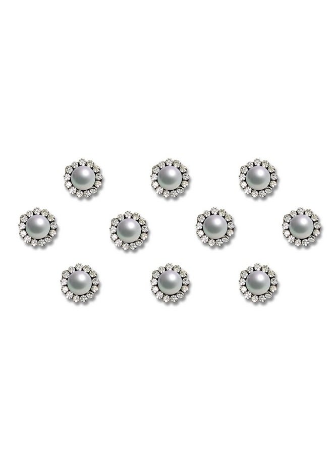 Comet Busters White Pearl Bindi With Silver Stone Border (8mm) (BIN2000)