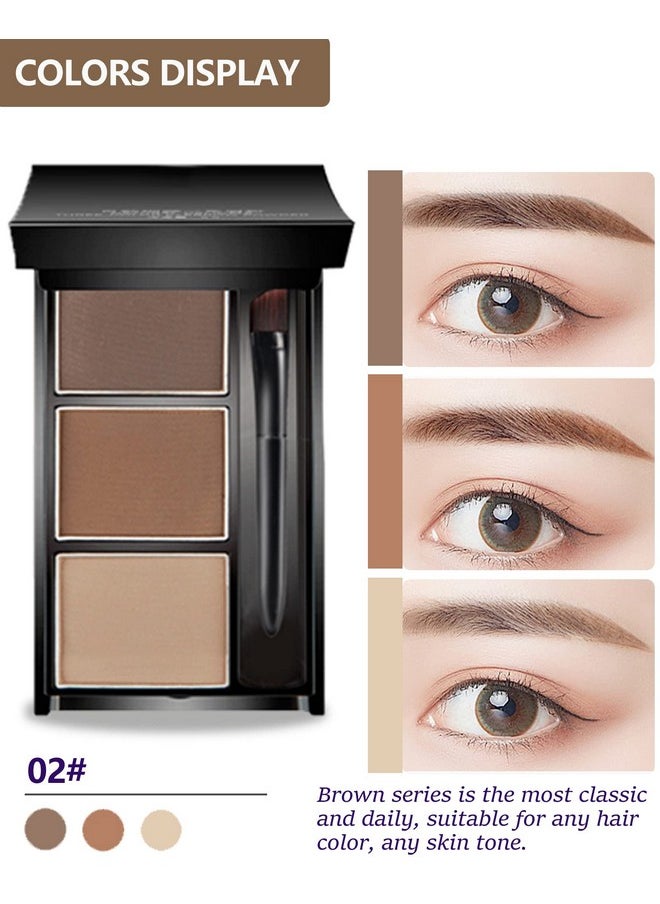 Eyebrow Powder Makeup Kit-3 Colors Eye Brow Powder Palette Long-Lasting Waterproof, Dark/light Brown Brow Filler, Fill & Sculpt Full Eyebrows for Women, With Mirror, Brow Brush & Razor-Set 02