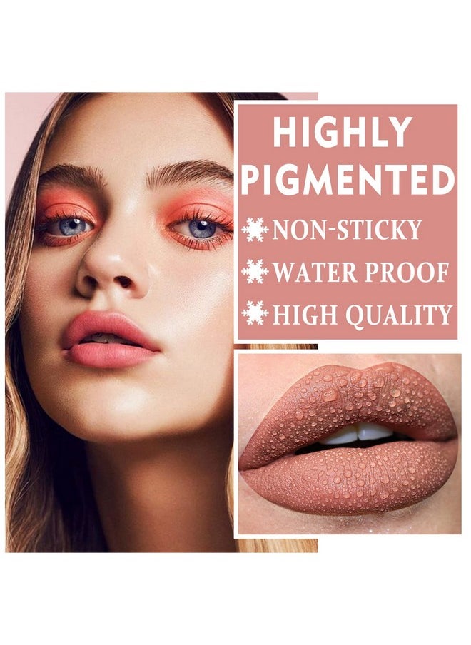 IONSGAKO Matte Nude Lipstick Velvet Lip Gloss Non-Fading Non-Sticky Cup Nude Lipstick Matte Lip Stain Long Lasting Waterproof Lipstick for Women Girls Daily Lip Makeup - White Peach