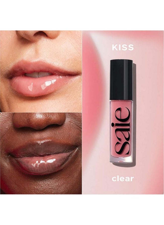 Saie Glossybounce High-Shine Hydrating Lip Gloss Oil - Sheer Tinted Lip Oil with Hyaluronic Acid + Jojoba Oil for Long-Lasting Moisture - Kiss (.17 oz)