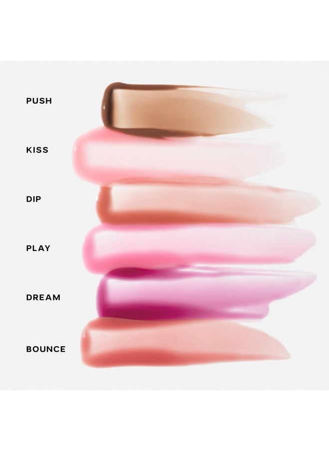 Saie Glossybounce High-Shine Hydrating Lip Gloss Oil - Sheer Tinted Lip Oil with Hyaluronic Acid + Jojoba Oil for Long-Lasting Moisture - Kiss (.17 oz)