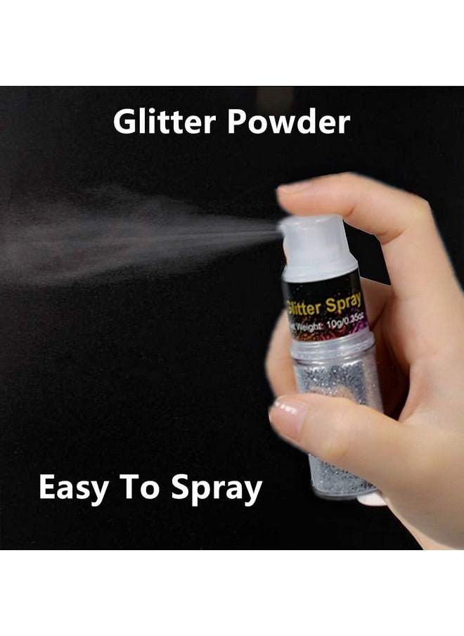 Go Ho Hair and Body Glitter Spray,Festival Glitter Dry Powder Makeup for Clothes,Silver Glitter Spray Loose Sparkle Powder,Holographic Ultra Fine Glitter,Resin Glitter for Crafts,10g