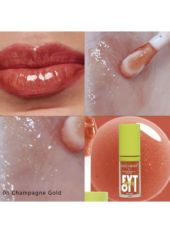 Lip Oil Pack- 5 Colors Tinted Lip Glow Oil Set Plumping Lip Oil Hydrating Transparent Lip Oil, Moisturizing Lip Gloss Kit Gift for Girl Women Lip Makeup Care