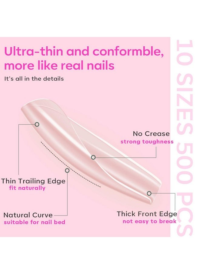 modelones Gel x Nail Kit, Nail Tips and Glue Gel Kit with Nail Glue Gel, 500Pcs Long Coffin Nail 10Sizes, Nail Dehydrator, Ultra-Portable LED Nail Lamp, Gel Nail Extension Kit Salon Gifts for Women