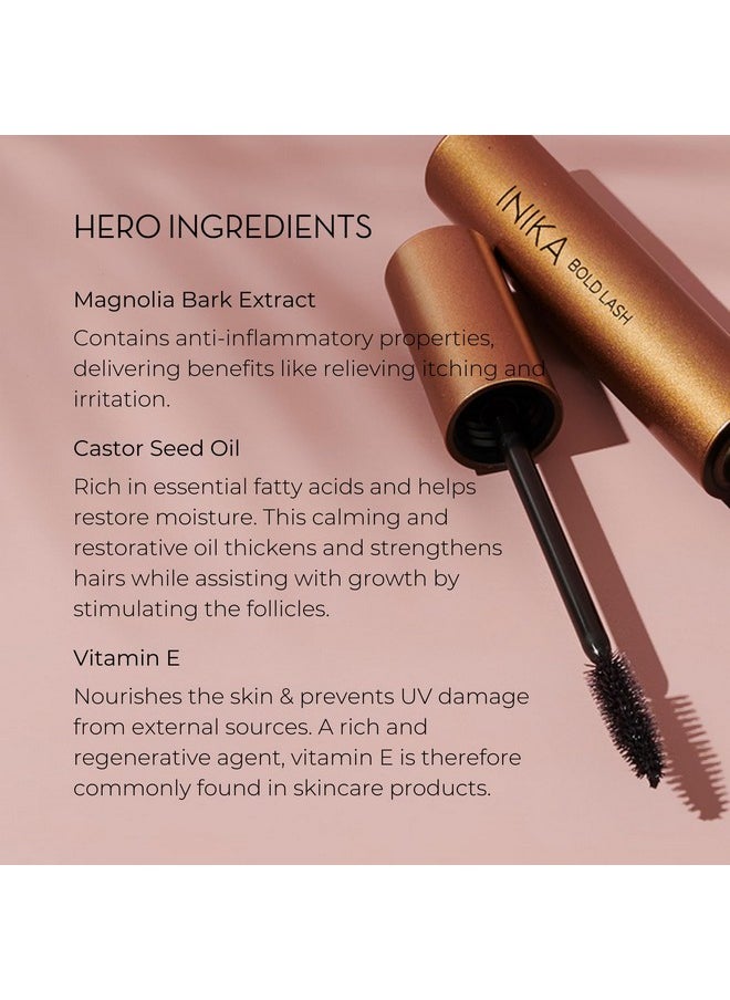 INIKA Organic Bold Lash Mascara, Vegan and Non-Toxic, Amplifies Lashes for Volume and Length, with Conditioning Botanical Ingredients and Pure Mineral Pigments, Cruelty-Free, 0.43 fl oz / 13ml