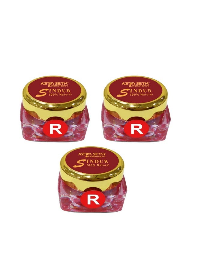 Keya Seth Aromatherapy 100% Natural Dust Sindoor Red with Herbs Extracts & Floral Pigments Kumkum, No Side Effects & No Hair Fall (Pack Of 3)