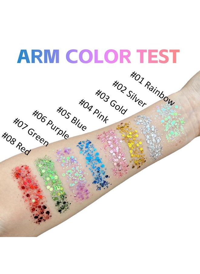 Mysense Pink Body Glitter Stick,Face Hair Glitter Makeup,Sparkling Mermaid Sequins Chunky Glitter Face Paint,Singer Concert Outfit Festival Rave Accessories for Women and Kids