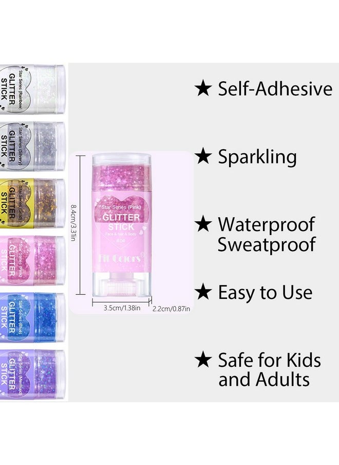 Mysense Pink Body Glitter Stick,Face Hair Glitter Makeup,Sparkling Mermaid Sequins Chunky Glitter Face Paint,Singer Concert Outfit Festival Rave Accessories for Women and Kids