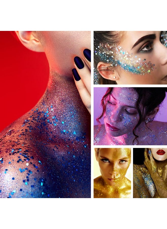 Mysense Pink Body Glitter Stick,Face Hair Glitter Makeup,Sparkling Mermaid Sequins Chunky Glitter Face Paint,Singer Concert Outfit Festival Rave Accessories for Women and Kids