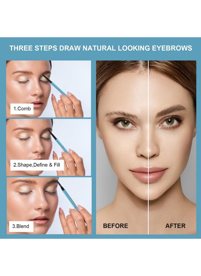 TurritopsisD Micro Brow Pencil 【2-Pack Taupe】 Eyebrow Pencil Waterproof Pro Long-Lasting Precision Micro-Tip Ultra-thin Built-in Soft Spoolie