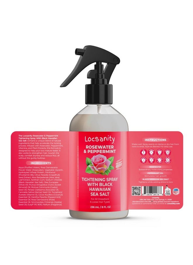 Locsanity Rosewater Peppermint Moisturizing, Tightening, Rolling Spray w/Black Hawaiian Sea Salt Dreadlock Locs