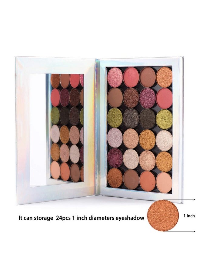 Allwon Magnetic Palette Mermaid Empty Makeup Palette with Mirror and 30Pcs Adhesive Empty Palette Metal Stickers for Eyeshadow Lipstick Blush Powder (Silver)