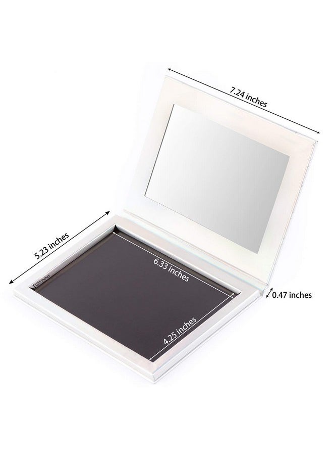 Allwon Magnetic Palette Mermaid Empty Makeup Palette with Mirror and 30Pcs Adhesive Empty Palette Metal Stickers for Eyeshadow Lipstick Blush Powder (Silver)