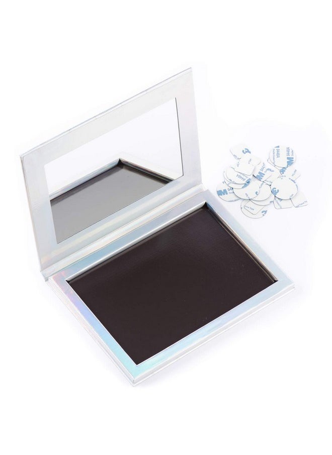 Allwon Magnetic Palette Mermaid Empty Makeup Palette with Mirror and 30Pcs Adhesive Empty Palette Metal Stickers for Eyeshadow Lipstick Blush Powder (Silver)
