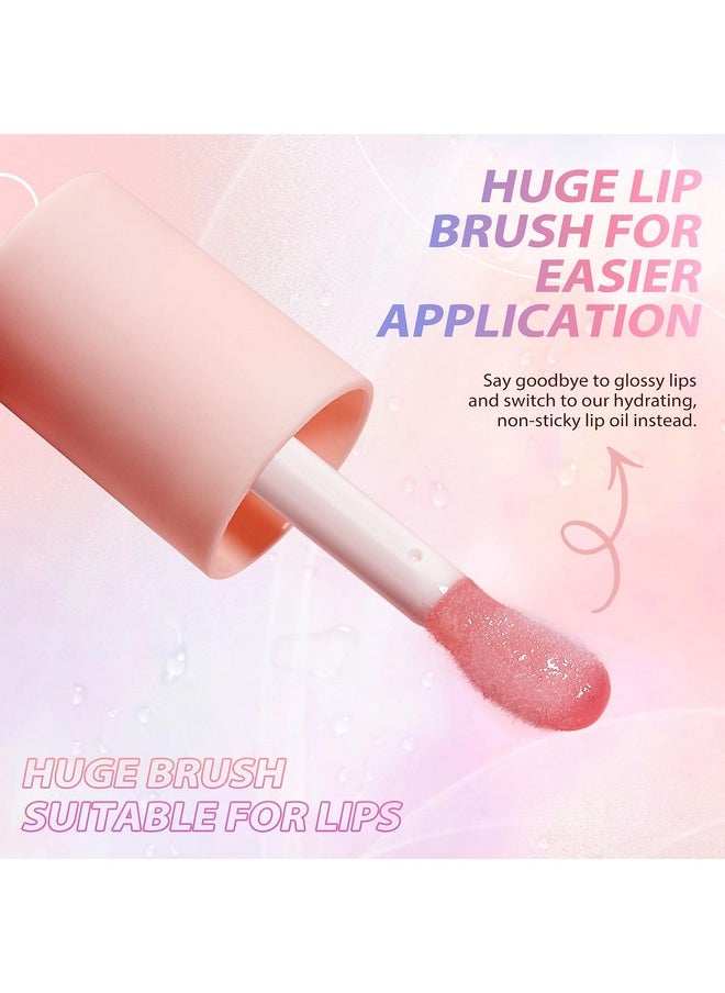 LANGMANNI Hydrating Lip Glow Oil,Moisturizing Nourishing Lip Oil,Light Colour Gloss Tinting And Non-sticky Lip Oil For Dry Lips Lip Care (Strawberry 2Pcs)