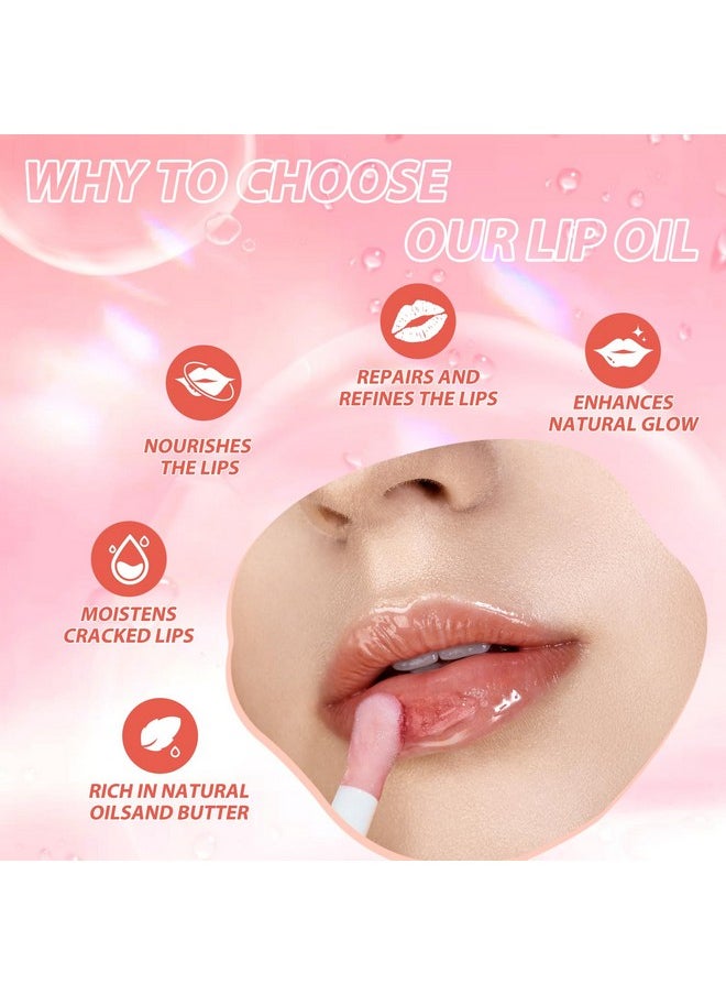 LANGMANNI Hydrating Lip Glow Oil,Moisturizing Nourishing Lip Oil,Light Colour Gloss Tinting And Non-sticky Lip Oil For Dry Lips Lip Care (Strawberry 2Pcs)