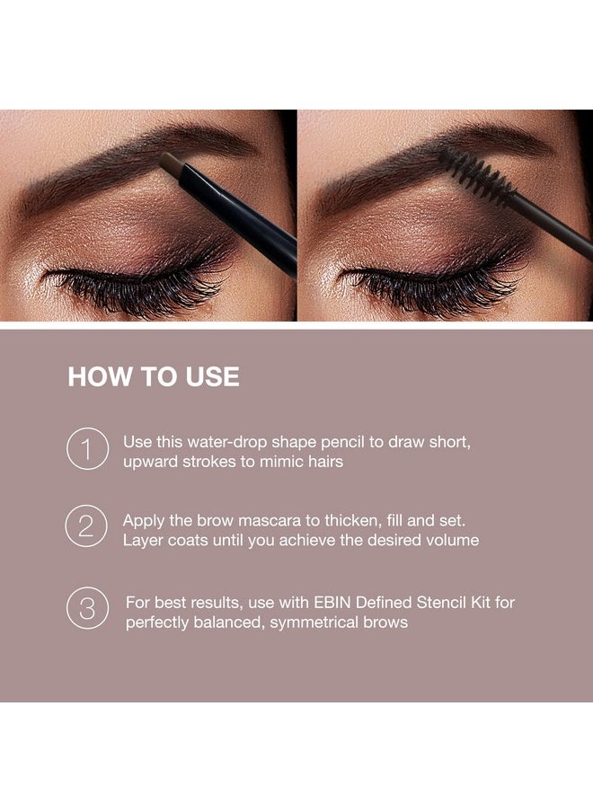 Dual Eye Brow Pencil Natural Brown - 2-in-1 Eye Brow Pencil and Eyebrow gel Masacara, Natural Looking Brows, Stay on All Day, Perfect for Feathering in Hair Like Stroke, Flawless Brows, Cruelty Free