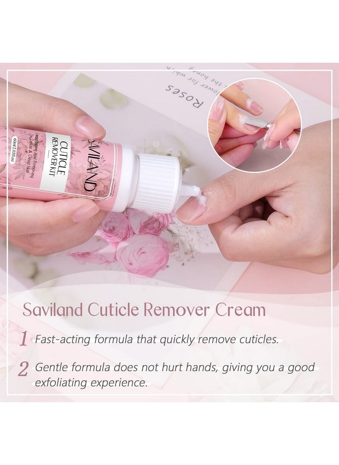 SAVILAND Cuticle Remover and Cuticle Oil Kit - Nail Care Kit with Cuticle Remover Liquid & 1.01 oz Cuticle Oil Cuticle Trimmer for Cuticle Softener & Moisturize Manicure Kit for Home Use