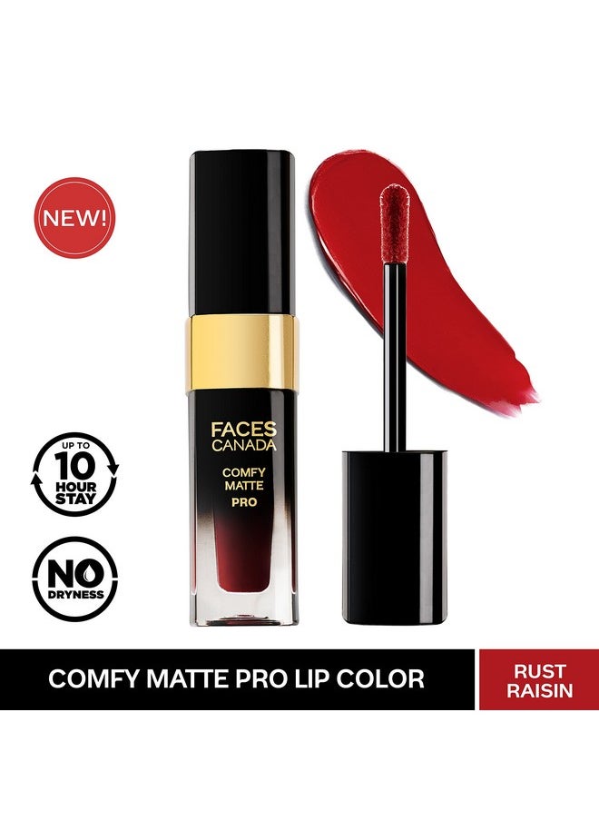 FACESCANADA Comfy Matte Pro Liquid Lipstick - Rust Raisin 02, 5.5 ml | 10HR Longstay | Intense Color | Macadamia Oil & Olive Butter Infused | Lightweight Super Smooth | No Dryness | No Alcohol