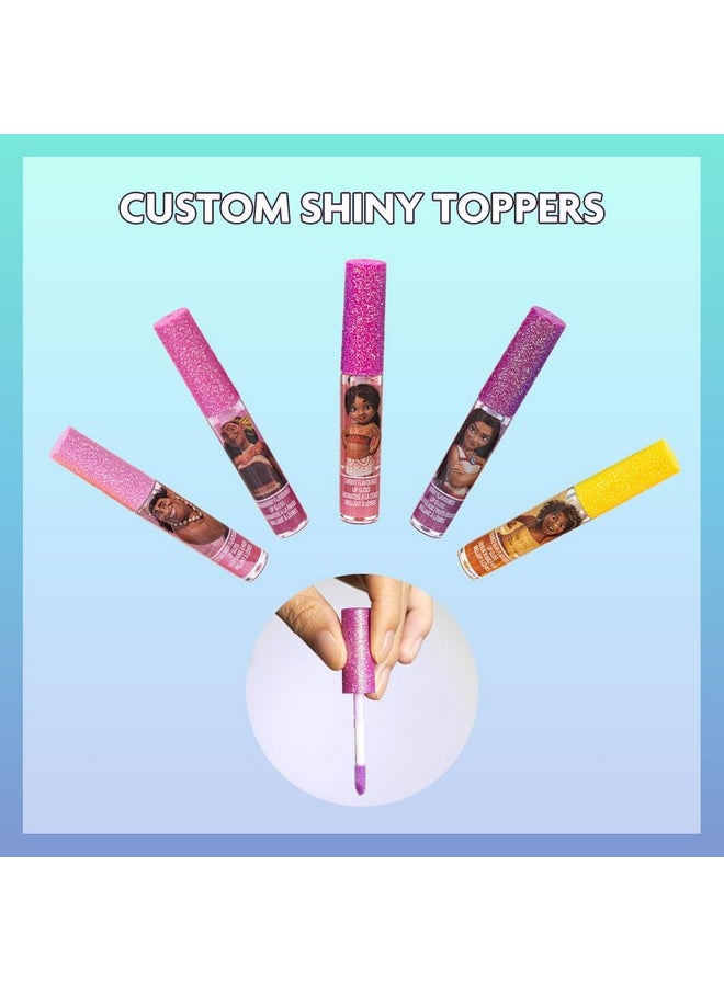 Townley Girl Disney Moana 7 Piece Plant Based Lip Gloss, Girls Party Favors, First Makeup Set for Girl, Perfect for Parties, Sleepovers, and Birthday Gifts, Ages 3