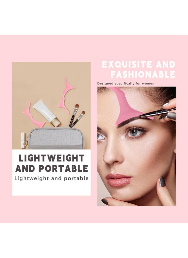 HOSAILY Silicone Eyebrow Stencils, 6 in 1 Reusable Eyebrow Template for Brow Stamp, 6 Eyebrow Shapes Beginners Friendly Eye Makeup Aid Brow Buddy Beauty Ruler, Professional Quick Eye Makeup Tool-Pink