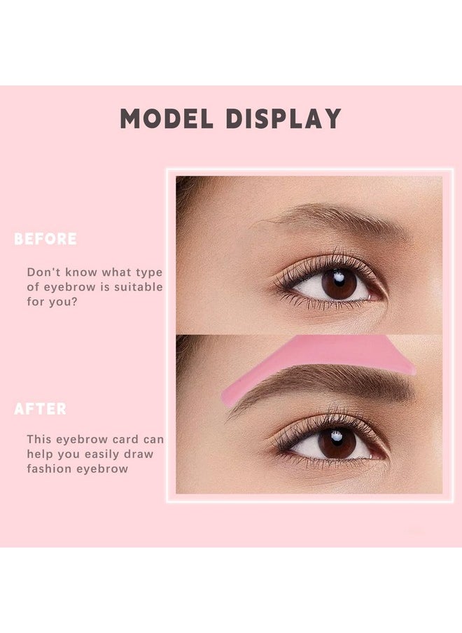 HOSAILY Silicone Eyebrow Stencils, 6 in 1 Reusable Eyebrow Template for Brow Stamp, 6 Eyebrow Shapes Beginners Friendly Eye Makeup Aid Brow Buddy Beauty Ruler, Professional Quick Eye Makeup Tool-Pink