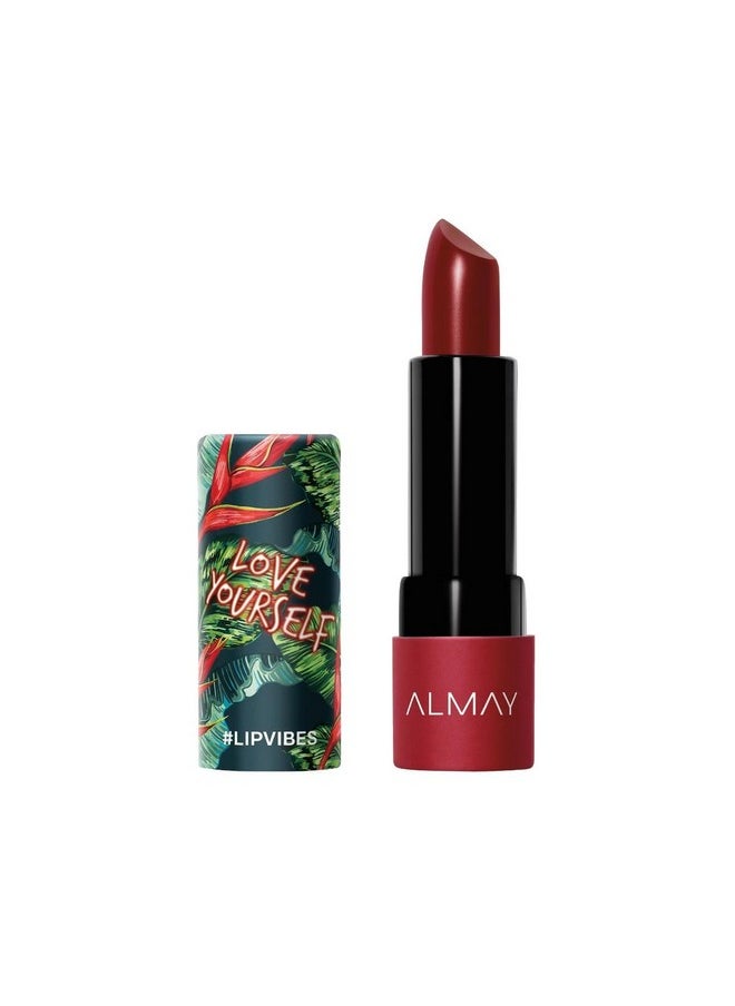 Almay Lip Vibes Lipstick with Vitamin E Oil & Shea Butter, Matte Cream Finish, Hypoallergenic, Love Yourself, 0.14 Oz