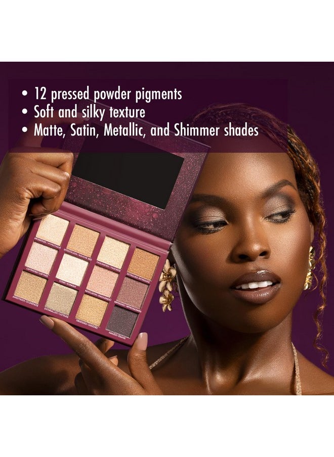 Black Radiance Brilliant Effects Eye Shadow Palette, 12 Intense Ultra Pigmented Powder, Buildable & Blendable Versatile Satin to Shimmer Finishes, Cruelty-Free & Vegan - Starstruck