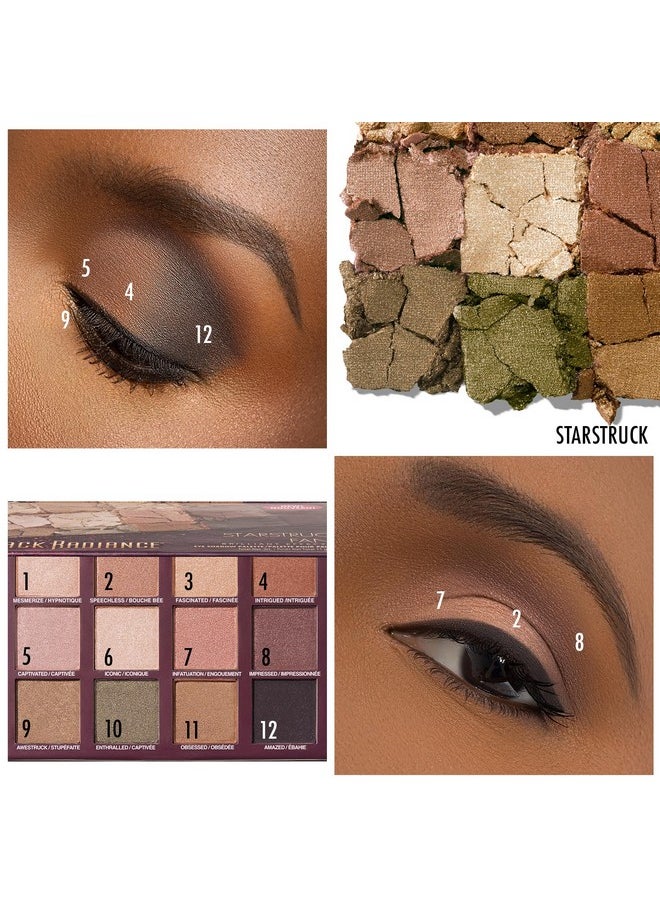 Black Radiance Brilliant Effects Eye Shadow Palette, 12 Intense Ultra Pigmented Powder, Buildable & Blendable Versatile Satin to Shimmer Finishes, Cruelty-Free & Vegan - Starstruck