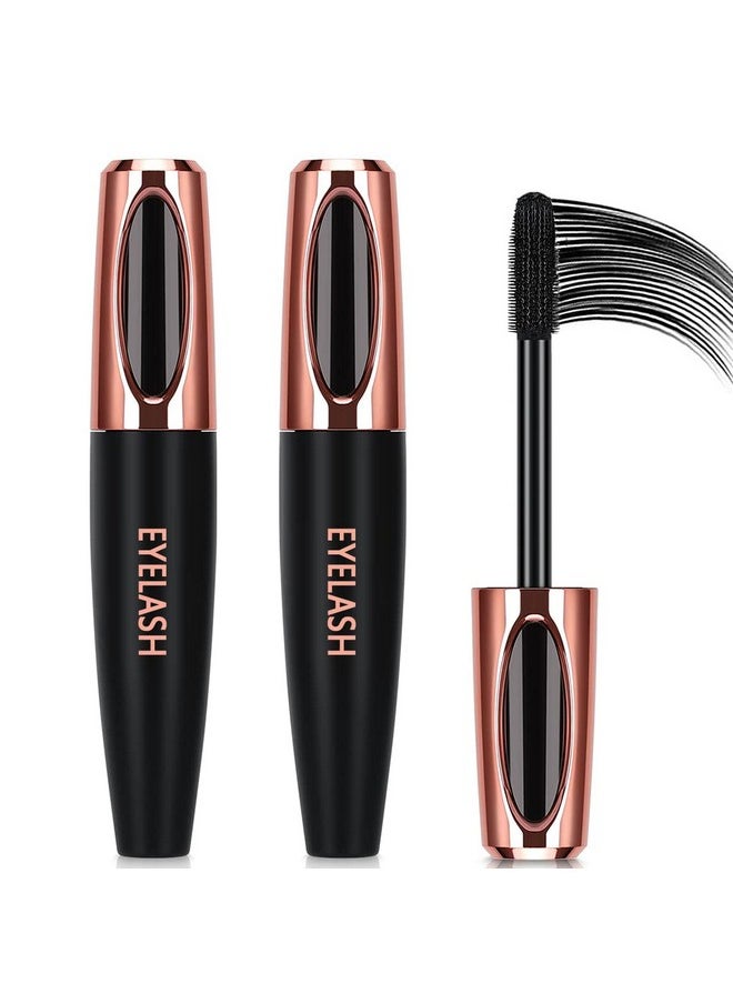 2 Pack 4D Silk Fiber Lash Mascara, Long Lasting Eyelashes, Lengthening and Thick, Waterproof & Smudge-Proof, All Day Exquisitely Full