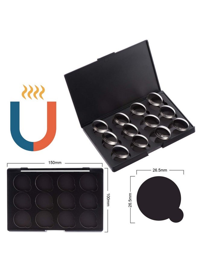 Allwon Empty Magnetic Eyeshadow Makeup Palette with 12Pcs 26mm Round Metal Pans