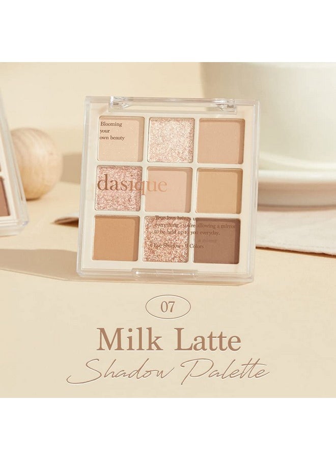 dasique Shadow Palette #07 Milk Latte 8g I 9 Blendable Shades in Smooth Matte and Shimmer Finishes with Gorgeous Pearls | Eye Makeup Palette | Cruelty Free | K-beauty