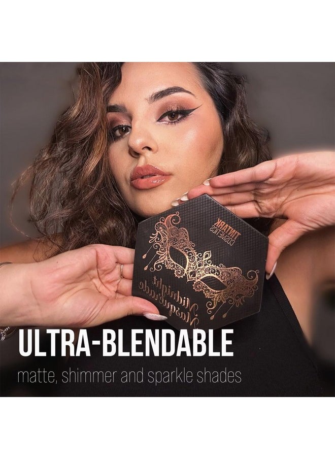 Tintark Black Smokey Eyeshadow Makeup Palette, Dark Smoky Eye Shadow Palettes for Halloween Goth Make up Glitter Shimmer Matte Pallets, Midnight Masquerade 21 Colors Brown Neutral Naked, Talc Free