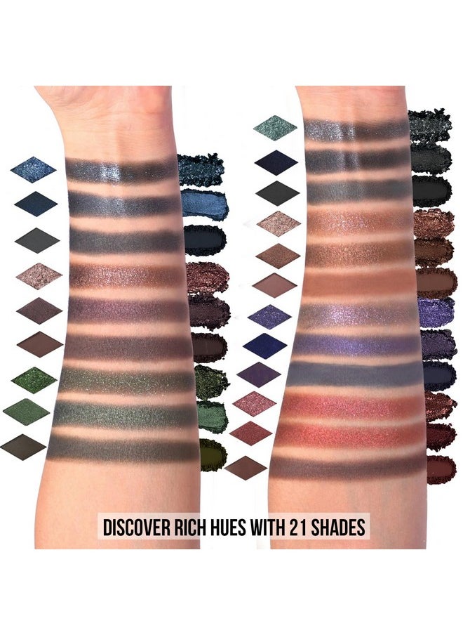 Tintark Black Smokey Eyeshadow Makeup Palette, Dark Smoky Eye Shadow Palettes for Halloween Goth Make up Glitter Shimmer Matte Pallets, Midnight Masquerade 21 Colors Brown Neutral Naked, Talc Free