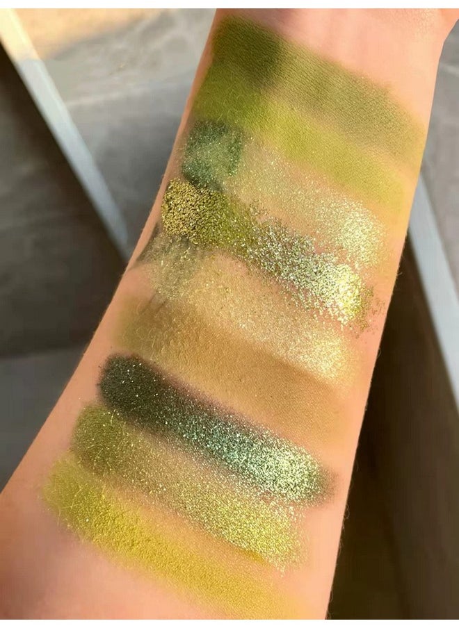 MAEPEOR Olive Green Eyeshadow Palette 9 Colors Stunning Matte Glitter Eyeshadow Palette Longlasting Waterproof Shimmer Eye Shadow for Girls and Women (Set 5, Olive Green)