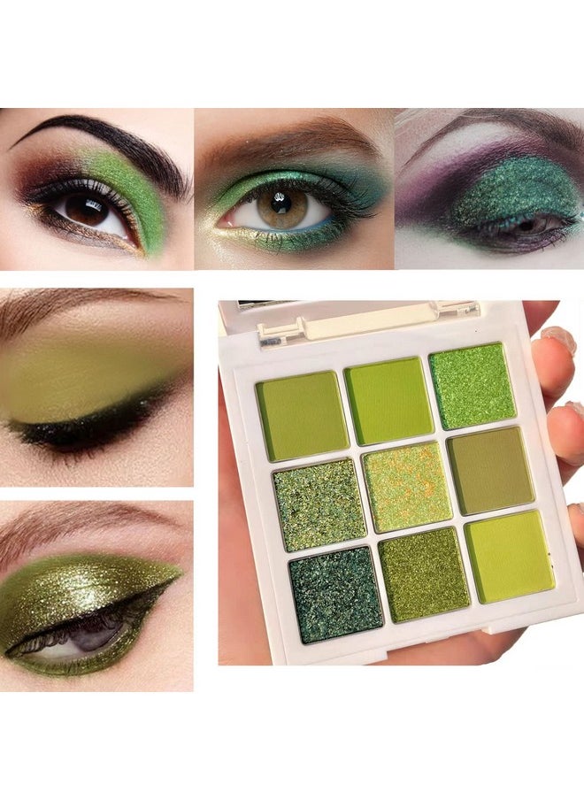 MAEPEOR Olive Green Eyeshadow Palette 9 Colors Stunning Matte Glitter Eyeshadow Palette Longlasting Waterproof Shimmer Eye Shadow for Girls and Women (Set 5, Olive Green)