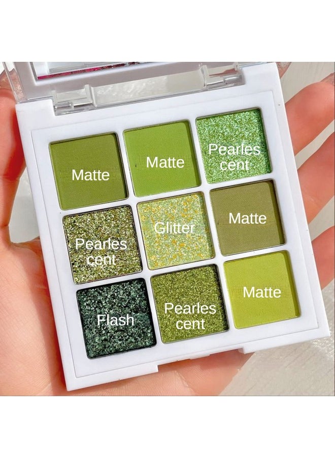MAEPEOR Olive Green Eyeshadow Palette 9 Colors Stunning Matte Glitter Eyeshadow Palette Longlasting Waterproof Shimmer Eye Shadow for Girls and Women (Set 5, Olive Green)