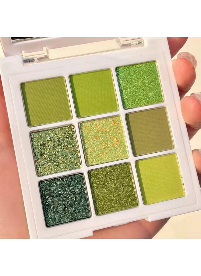 MAEPEOR Olive Green Eyeshadow Palette 9 Colors Stunning Matte Glitter Eyeshadow Palette Longlasting Waterproof Shimmer Eye Shadow for Girls and Women (Set 5, Olive Green)