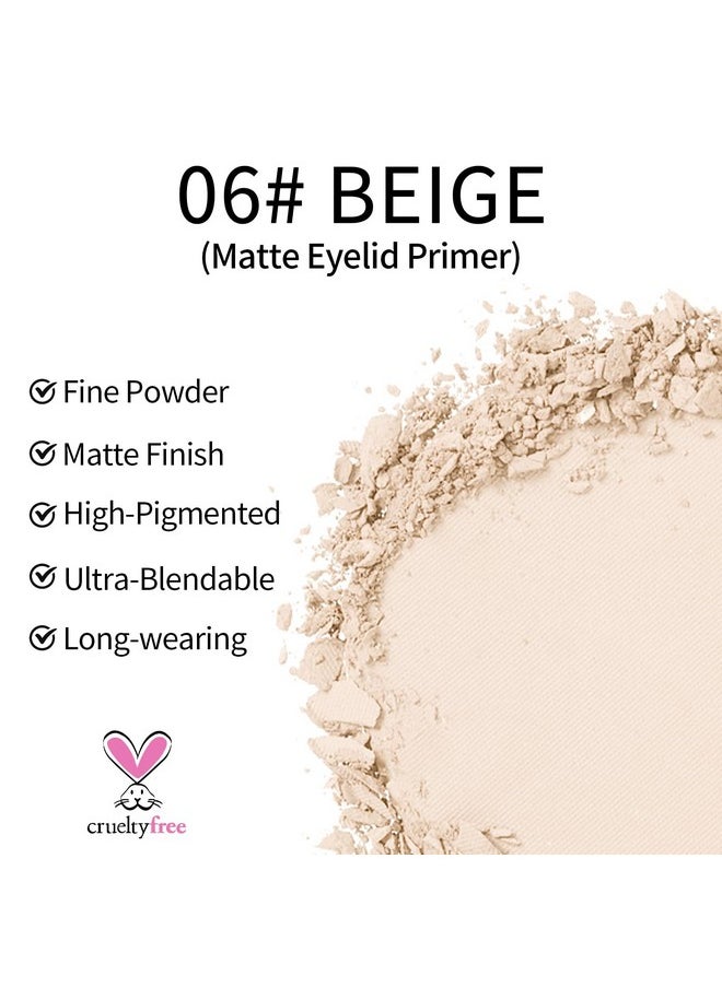Erinde Single Beige Matte Eyeshadow Palette, Velvet Eye Shadow Compact Powder Primer Base Makeup, Neutral Nudes Naked Matte Pressed Powder Eye Shadow Palette, 06# Beige