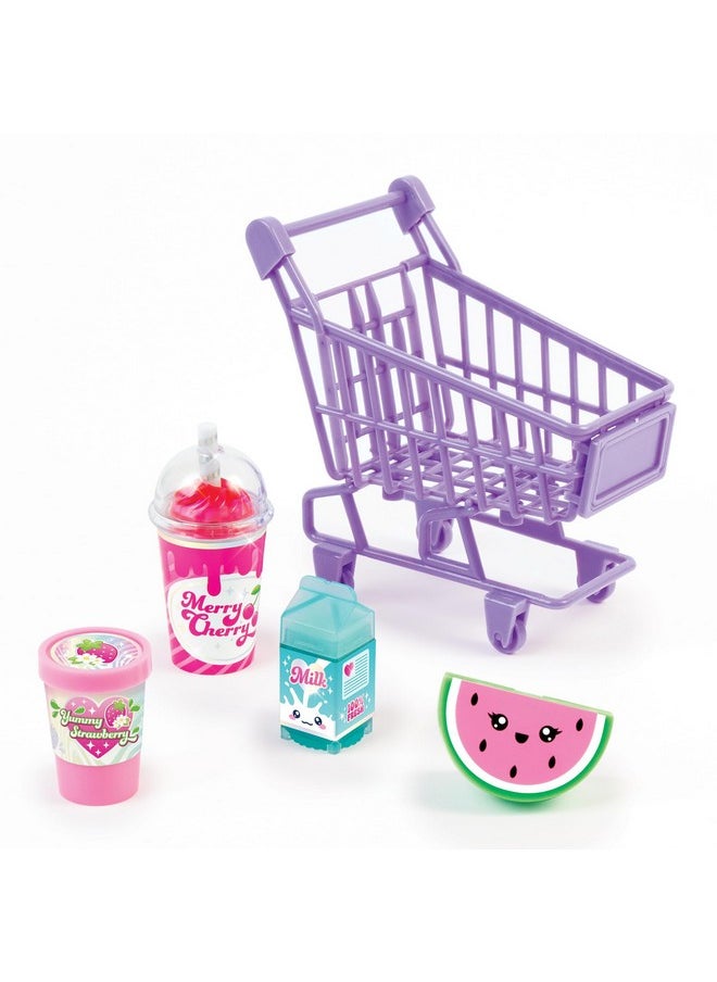 3C4G: Tiny Treats Trolley Lip Gloss Set - 4 Scented Gloosess & Miniature Shopping Cart, Watermelon, Strawberry, Cherry Vanilla, Girls & Tweens Ages 8+
