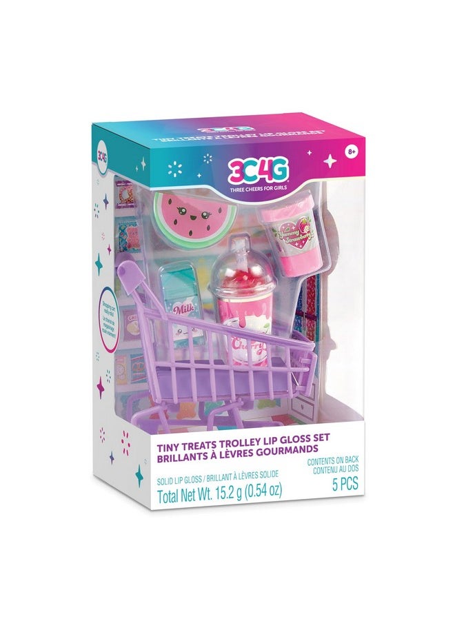 3C4G: Tiny Treats Trolley Lip Gloss Set - 4 Scented Gloosess & Miniature Shopping Cart, Watermelon, Strawberry, Cherry Vanilla, Girls & Tweens Ages 8+