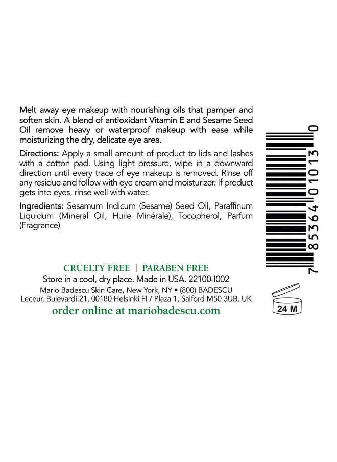 Mario Badescu Carnation Eye Makeup Remover Oil, Ideal for Combination, Dry or Sensitive Skin, Cleansing and Moisturizing Waterproof Mascara Remover with Sesame Seed Oil, 2 Oz