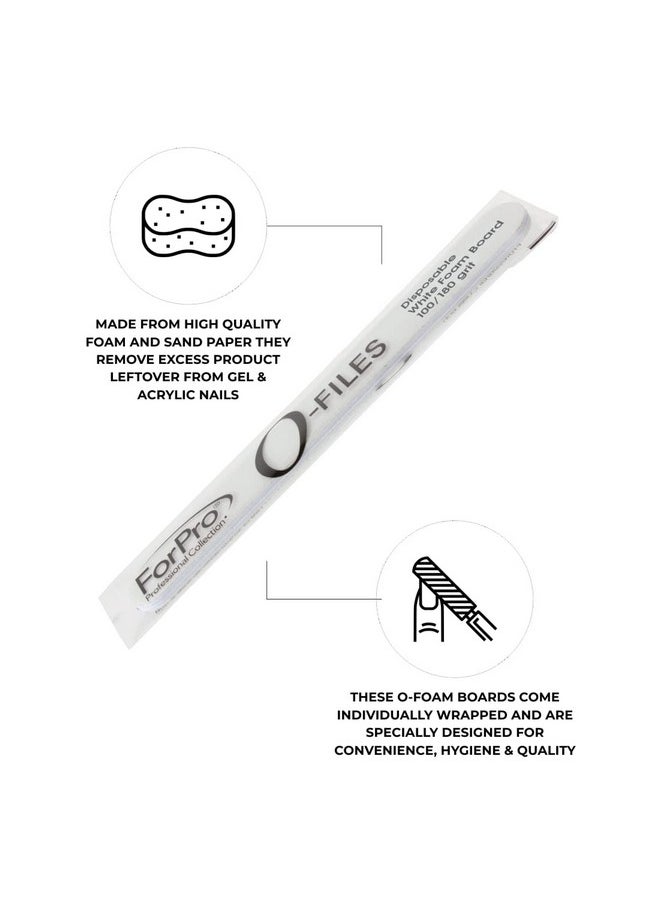ForPro Professional Collection O-Files Foam Board, Double-Sided Manicure Nail File, 100/180 Grit, Individually-Wrapped, 6