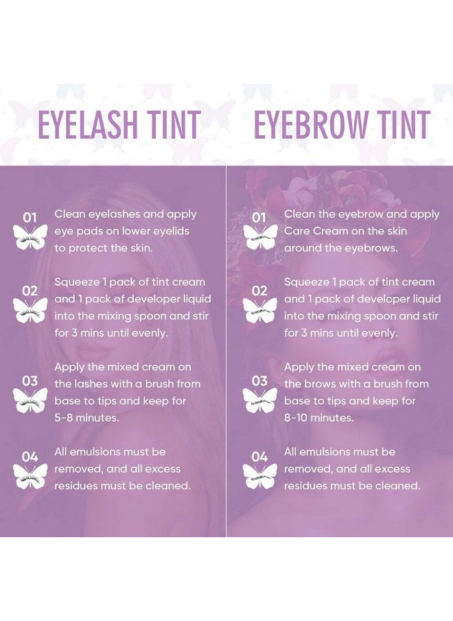 Libeauty Eyelash Black Color Kit, Semi-Permanent Hair Color Kit for Lash and Brow Cute Butterfly Disposable Individual Sachet Kit Instant Voluminous Coloring Eyebrow Colour Kit
