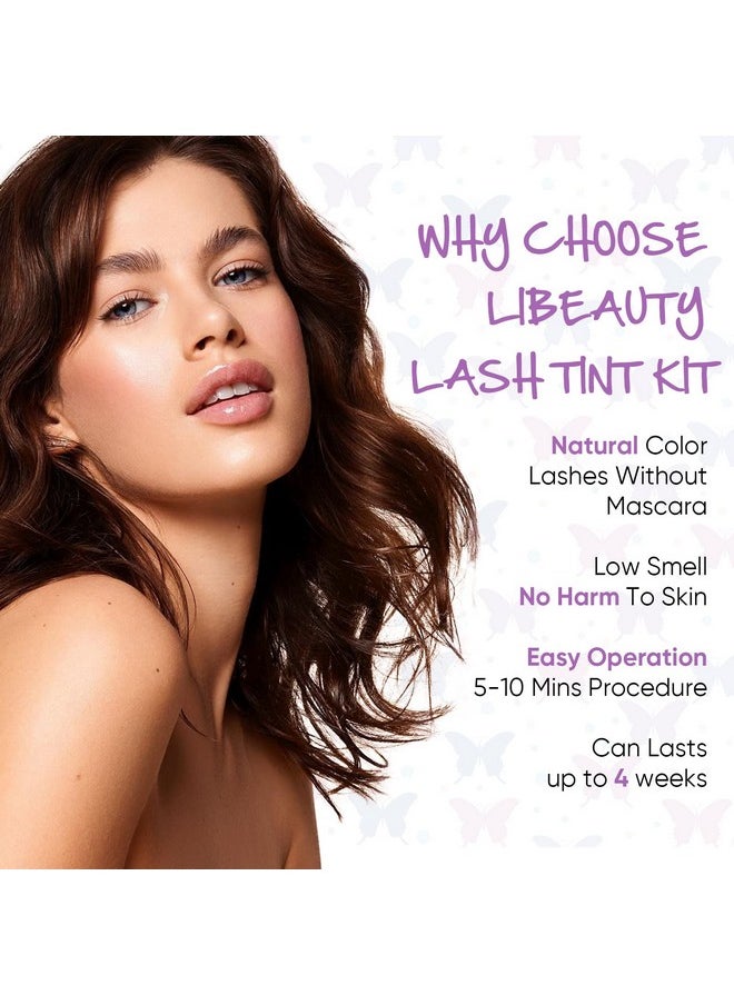 Libeauty Eyelash Black Color Kit, Semi-Permanent Hair Color Kit for Lash and Brow Cute Butterfly Disposable Individual Sachet Kit Instant Voluminous Coloring Eyebrow Colour Kit