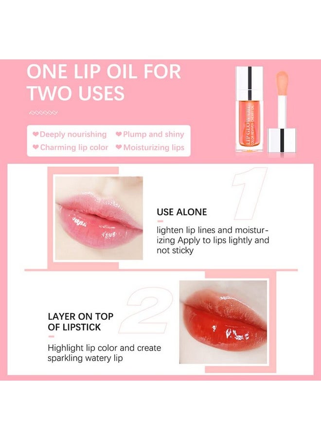 Plumping Lip Oil, Hydrating Lip Gloss Tinted Lip Balm Lip Care Transparent Toot Lip Oil, Long Lasting Nourishing Lip Glow Oil Non-sticky Big Brush Glitter Primer Lip Tint (RASPBERRY)