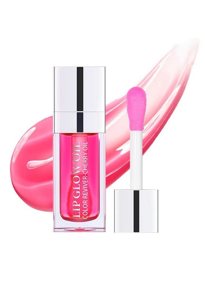 Plumping Lip Oil, Hydrating Lip Gloss Tinted Lip Balm Lip Care Transparent Toot Lip Oil, Long Lasting Nourishing Lip Glow Oil Non-sticky Big Brush Glitter Primer Lip Tint (RASPBERRY)