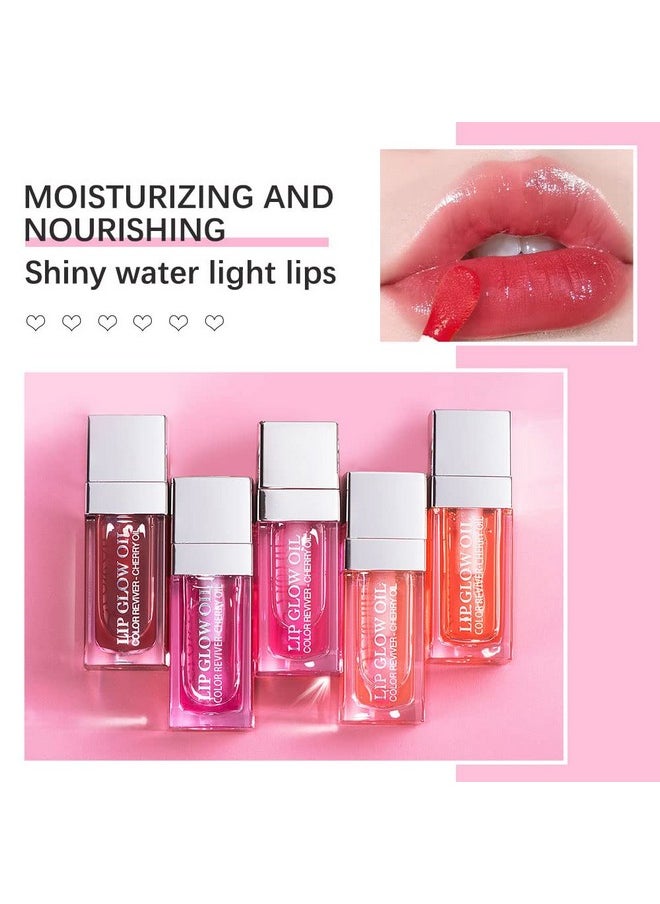 Plumping Lip Oil, Hydrating Lip Gloss Tinted Lip Balm Lip Care Transparent Toot Lip Oil, Long Lasting Nourishing Lip Glow Oil Non-sticky Big Brush Glitter Primer Lip Tint (RASPBERRY)