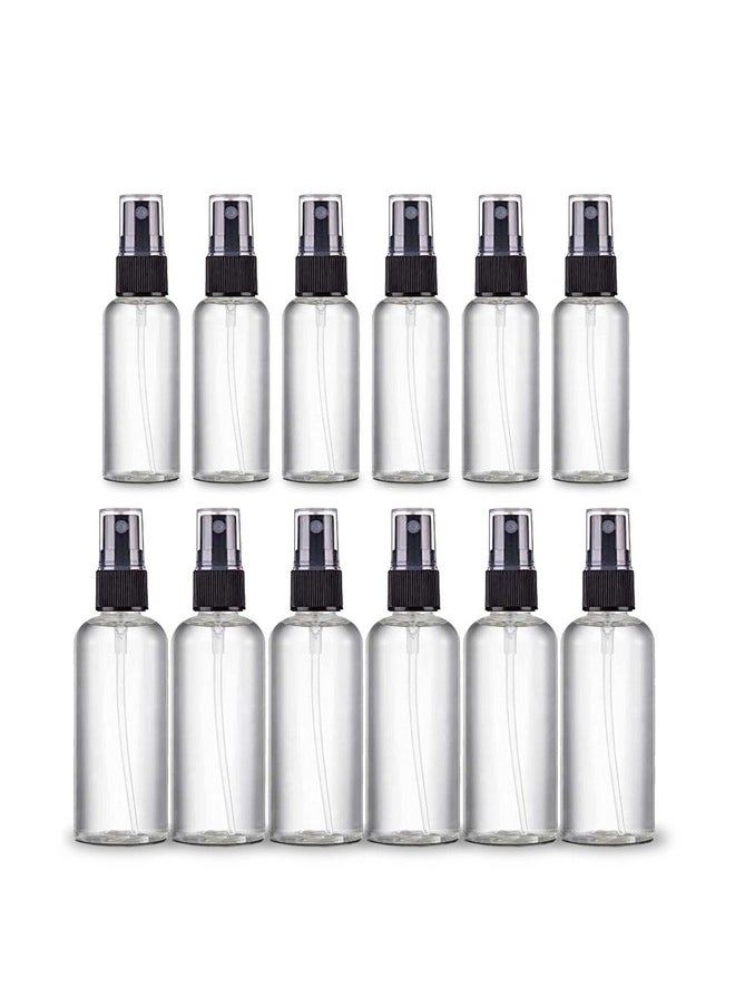Zollyss Spray Bottles Clear Empty Fine Mist Plastic Mini Travel Bottle Set, Small Refillable Liquid Containers (50 Ml (6 Pc)+100 Ml (6 Pc))